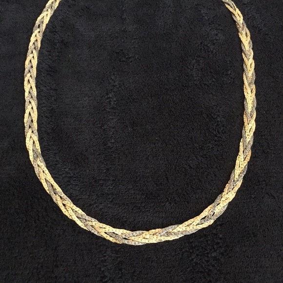 Crown Logo USA Gunmetal Silver and Gold Toned Thick Chain Necklace - Picture 3 of 13